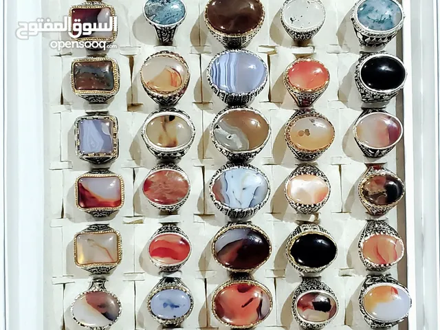 خواتم فضية عيار 925 عقيق يماني 100\100