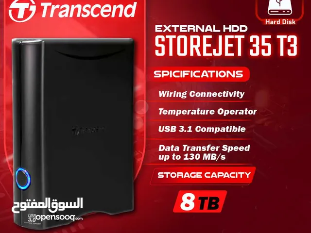 هارديسك خارجي مساحة 8 تيرا بايت ترانسيند Trancsend STOREJET 35 T3 TGB