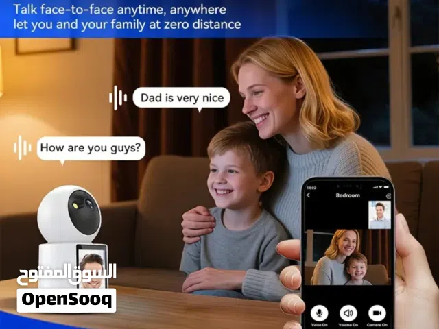 كاميرا مراقبةWiFi، شاشة مدمجة، اتصال فيديو مع الطفل، رؤية ليلية، دوران 360° call camera +vedio