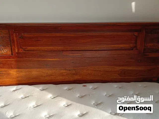 Teak Wood Super King-Size Bed with Mattress, Dressing Table, and Corner Tables