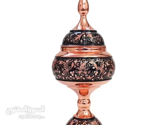 Copper Diamond-Cut Candy Dish with Floral and Bird Motif - صحن تقديم الحلوى النحاسي المقطّع