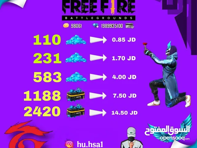 Free Fire Accounts and Characters for Sale in Zarqa