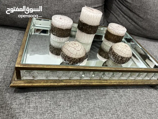 للبيع شموع وصينيه زجاج