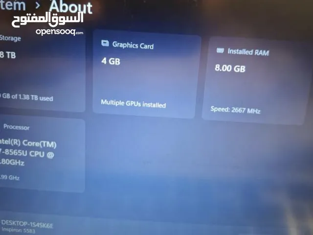 DELL inspiron 15 5583 core i7 8th generation للبيع في اربد