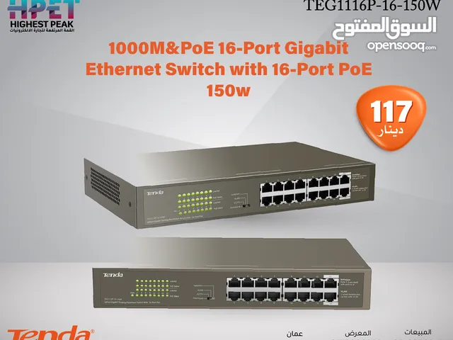 Tenda TEG1116P-16-150Wمحول إيثرنت جيجابت 1000M&PoE مزود بـ 16 منفذًا مع 16 منفذ PoE