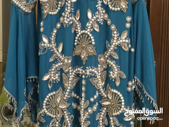 فستان سهرة أنيق – تركواز ملكي صناعة هندية مقاس XL