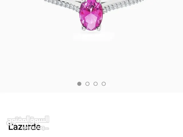 خاتم لازوردي أصلي – ذهب 18K وألماظ بفص وردي – حالته ممتازة – أرخص من السوق!