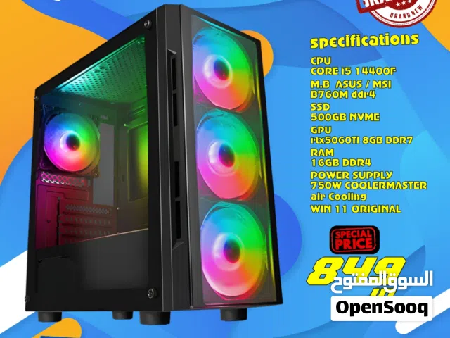 تجميعة كمبيوتر PC Computer Gaming i5-14400F 16GB Ram RTX5060TI بافضل الاسعار