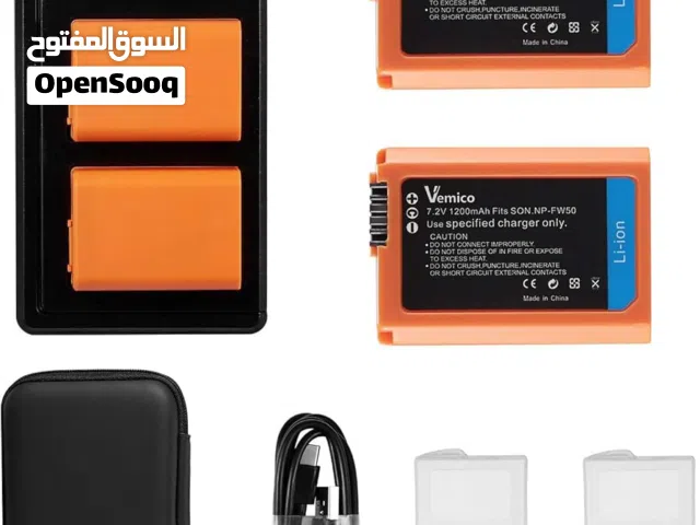 بطاريتين وشاحن كاميرات سوني np-fw50