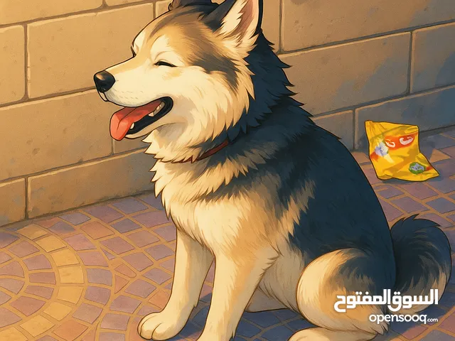 كلب ينتمي على الأرجح إلى سلالة الهِسْكِي السِّيبِيْري (Siberian Husky