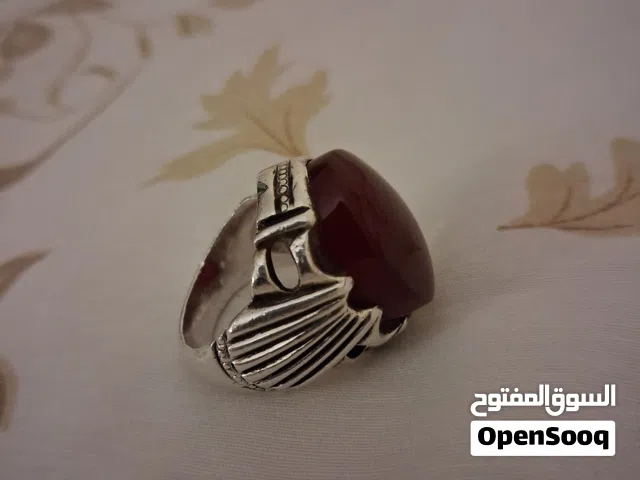 خاتم فضة عقيق يمني كبدي.. وزن22.5غ... مقاس 22