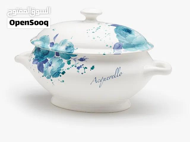 Elegant Acquerello Floral Soup Tureen Italy made, the original price of 22 BD!