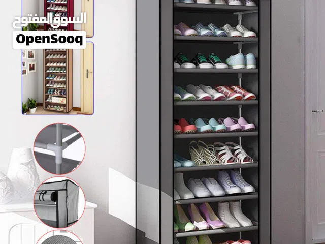 Portable 9-Tier Shoe Rack with Dustproof Cover