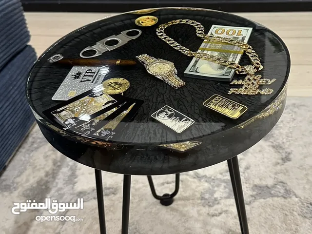 Dollar and Gold Side Table Black small top unique art decoration decor furniture