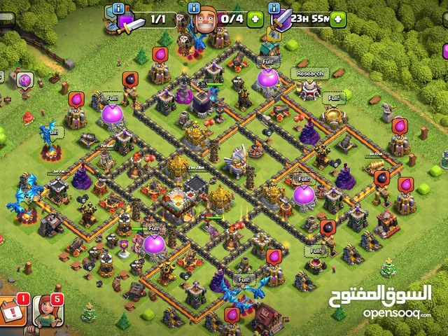 clash of clans account town hall 11 half max