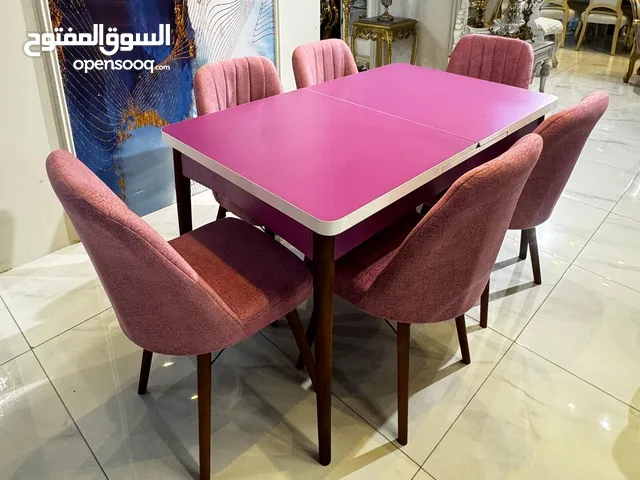 طاولات سفرة تفصيل تركي مستورد احدث الموديلات 6 كراسي وطاولة بتتكبر وبتتصغر