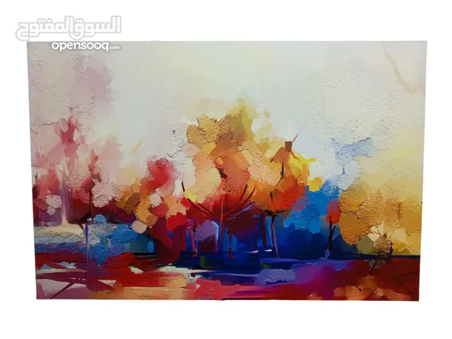 Abstract oil painting landscape Colorful blue purple sky Oil painting outdoor on canvas Semi abstrac