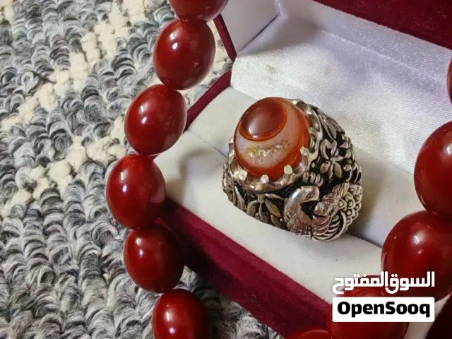 خاتم فضة ايراني وزن 30 غرام يدوي وحجر نوادر العقيق
