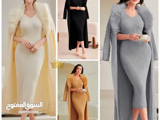 فستان تريكو سميك مع جاكت