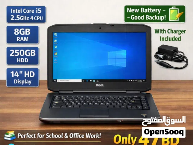 Dell latitude Intel Core i5 2.5Ghz Laptop 8GB RAM 250GB hard Drive 14"HD Display