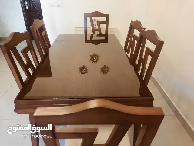 طالولة طعام + كراسي عدد 6 + زجاج مظلل