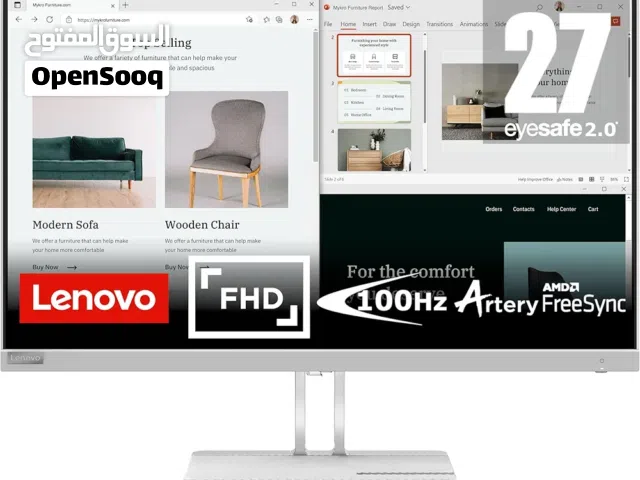 شاشة لينوفو 27 بوصة 2024 الجديدة  100Hz  تصميم خيالي واداء فخم!!