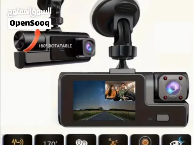 كاميرا سيارة 2 و3 قنوات - 1080P أمامي و480P خلفي، شاشة IPS 5.08 سم، رؤية ليلية، مستشعر G، WDR، تسجيل