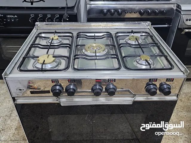 فرن غاز خمس نون نوع تكنو  مقاس 80 سم  ستالس ستيل كامل  نارو زرقا حاميه وقويه  مستعمل بحاله ممتازه بس