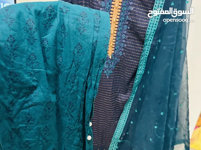 Lawn pakistani three peice ready to wear meduim size Elegant Blue Ethnic Outfit with Dupatta