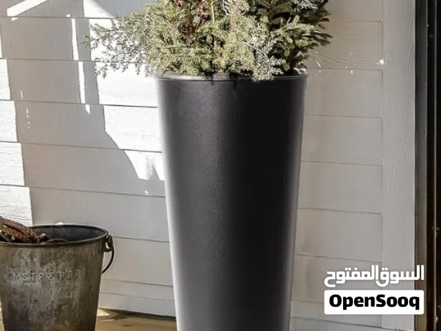 Tall Metal strong Round shape Planter Decorative Planter Pots for Outdoor Indoor Garden (Black)