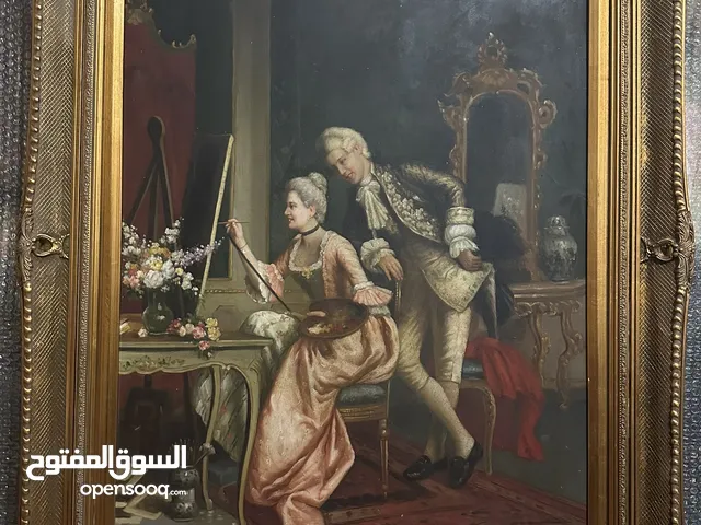 لوحة فنية زيتيه للفنان الاروبي امري والتن مع توقيعه
