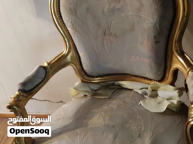 طقم صالون كلاسيك مدهب فينو فاخر (عمولة دمياط) – كنبة + 4 كراسي + ترابيزة رخام – حالة ممتازة