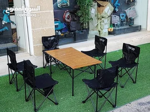 *طقم رحلات متكامل – 6 كراسي + طاولة ألمنيوم قابلة للطي!* الطلعة صارت أسهل وأرتب مع البكج الجاهز
