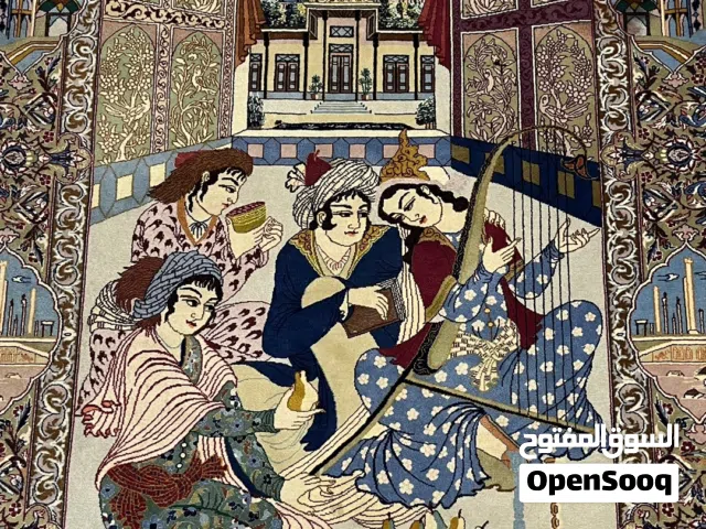 سجادة ايراني ممضية ( اصفهان مصطفي رباعيات عمر الخيام 3D حرير طبيعي)