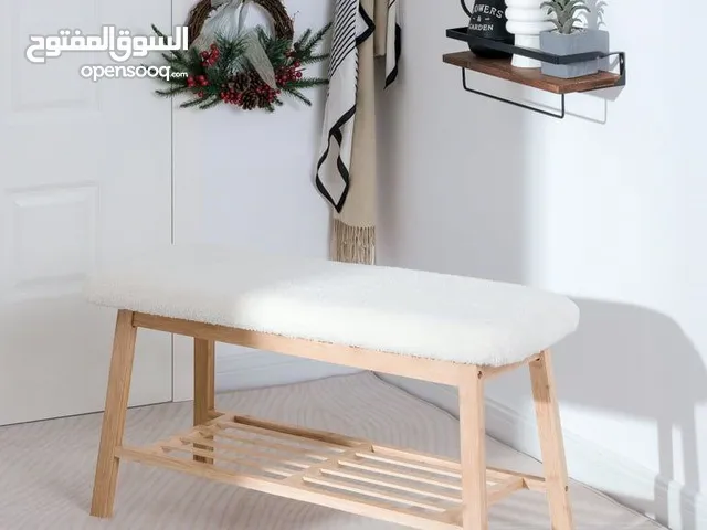 مقعد الأحذية الخيزران والكتان – لمسة فخامة عند باب بيتك! قطعة أنيقة تجمع راحة الجلوس + تخزي