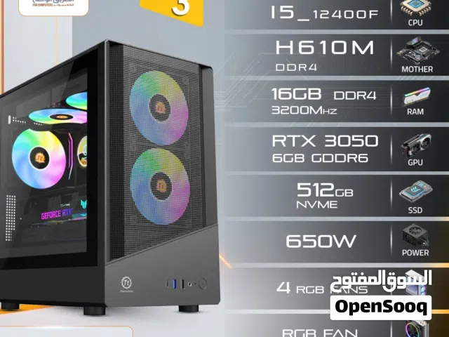 جهاز كمبيوتر ألعاب جيمنج  اي فايف جيل 12  كرت rtx 3050 جيجا  رام 16ج   512 Intel Core i5-12400F SSD