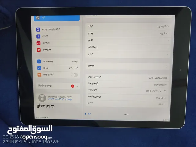 ايباد جيل خامس 2017, ذاكرة 128، رام 2 غيغا، بطارية مسبتها 94٪ د، مستعمل بحالة الوكالة خالي من تلشخوط