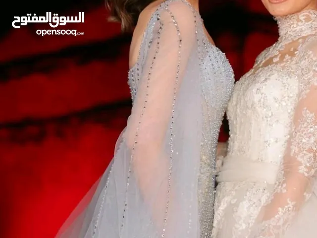 فستان سهرة فضي سكني حريم السلطان