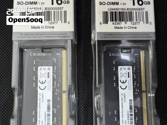 رام لابتوب شركه  DDR4 16GB 3200 Lexar عدد/2