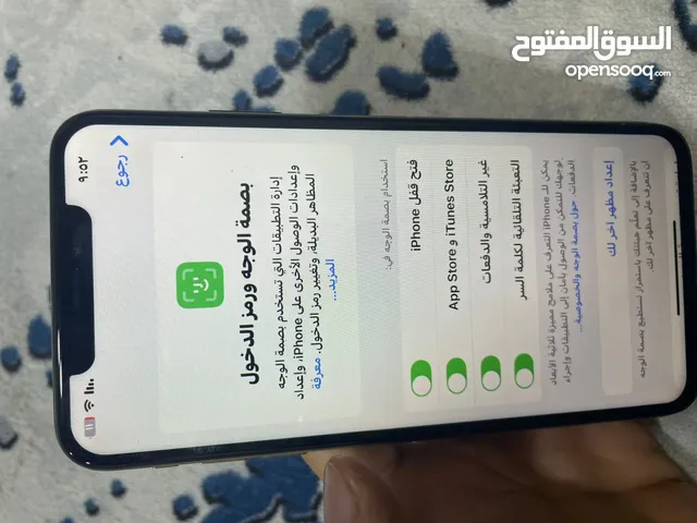 ايفون xmax ذاكرة512 بطارية77 كله شغال الجهاز وتر برو مجال قليل