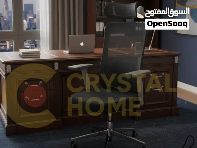كرسي مدير فخم – جلد، فوم وشبك   كرسي أنيق ومريح جداً للمكاتب والاستخدام الطويل