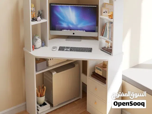 ميز دراسة خشب مكتبي يحتوي رفوف مع 2 مجر  ابعاد 140*80*80 CM