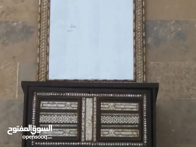 Antique 19c. Syrian mosaic mirror and chestمرآة عتيقة وصدر الموزاييك