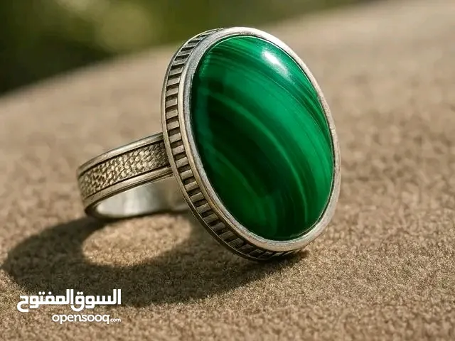 خاتم فضة بحجر الملاكايت