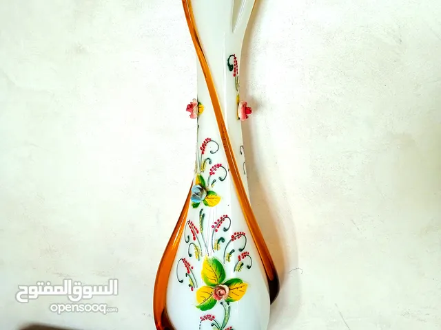 مزهرية فرنسية أنتيك من زجاج الأوبالين مستوحى من فن المورانو القديم للديكور الداخلي