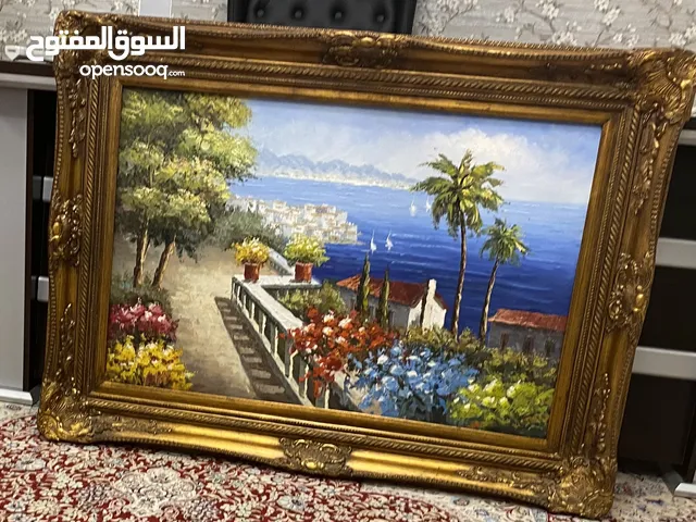 لوحة فنية فخمة جدا مرسومة بالسكين كما هي في الصورة تماما مع بروازها الأنيق للبيع