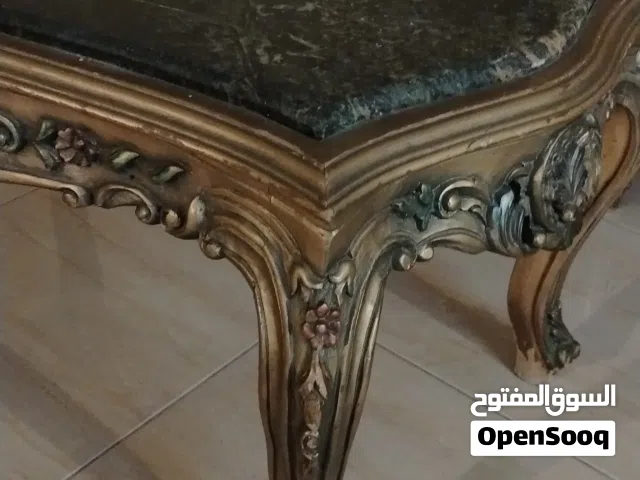 طقم كنب صالون كلاسيكي فاخر (حفر فرنسي/دمياطي) بحالة ممتازة مع طاولة رخام