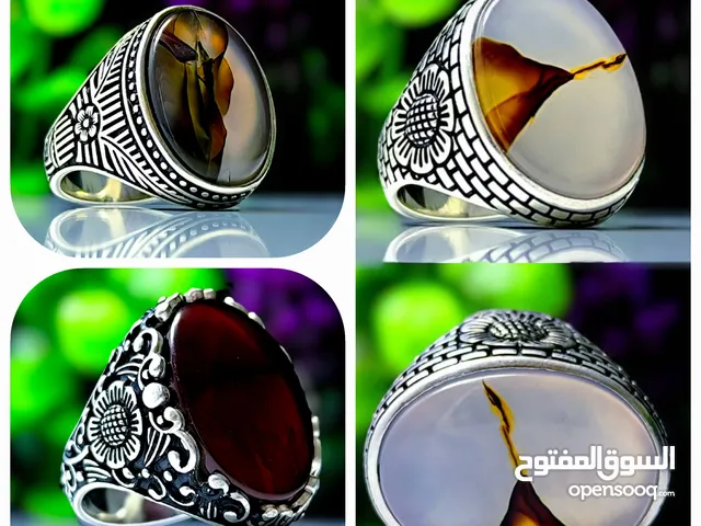 خواتم رجالي فضه معا العقيق اليماني مقاسات مختلفه وتشكيلات متنوعه
