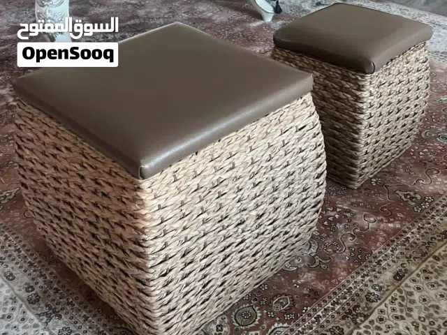 Handwoven ottomans with storage