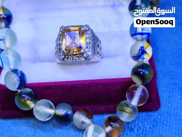 خاتم فضة 925 حجر سترين مرصع